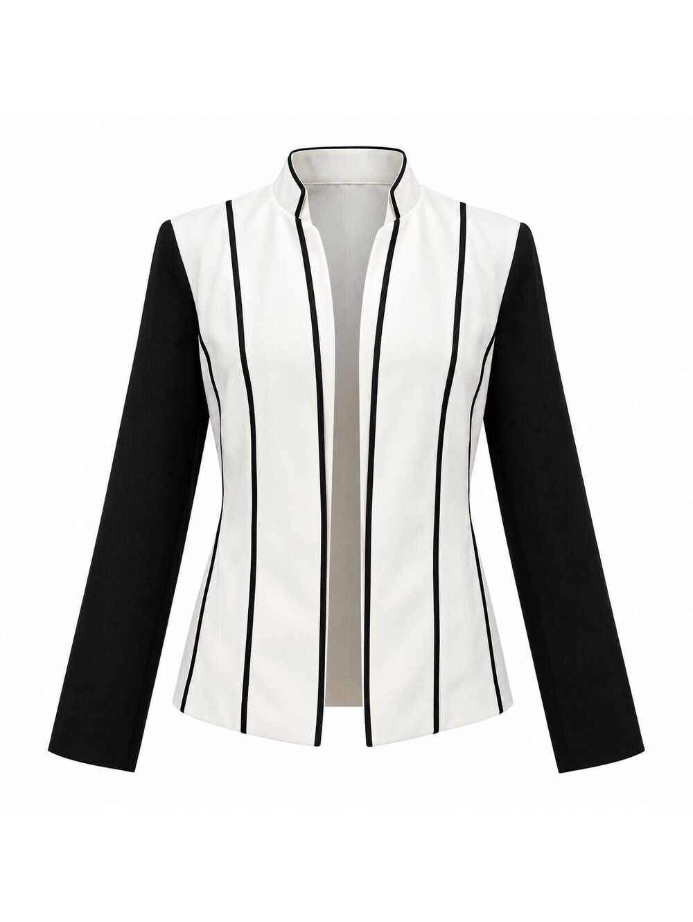 Chico's White and Black Colorblock Open Front Blazer Size 1 (M)